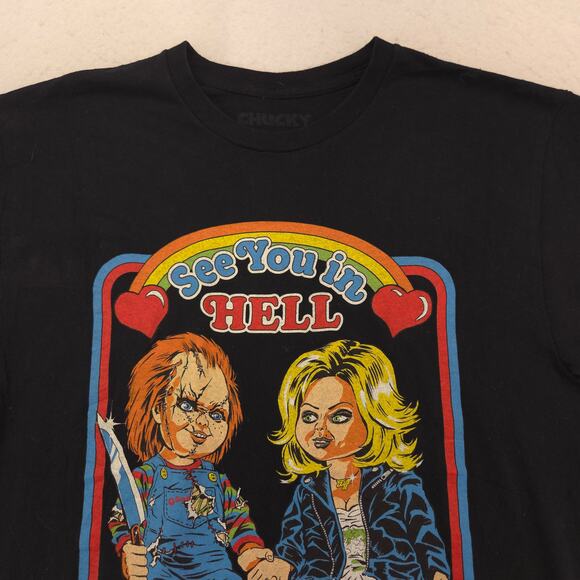 Chucky Movie Crew Neck Short Sleeve Graphic T Shirt Mens Size Medium M Black - Picture 1 of 9
